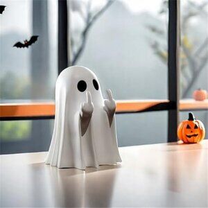 Halloween Ghost Figurine - Spooky Resin Ghost Statue, Cute Finger Ghost
